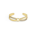 Gold CZ Cross over Adjustable Bracelet, Sku#LX290