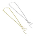 Rolo Chain Heart Cresent Moon Pendant Necklace, Sku#EF562