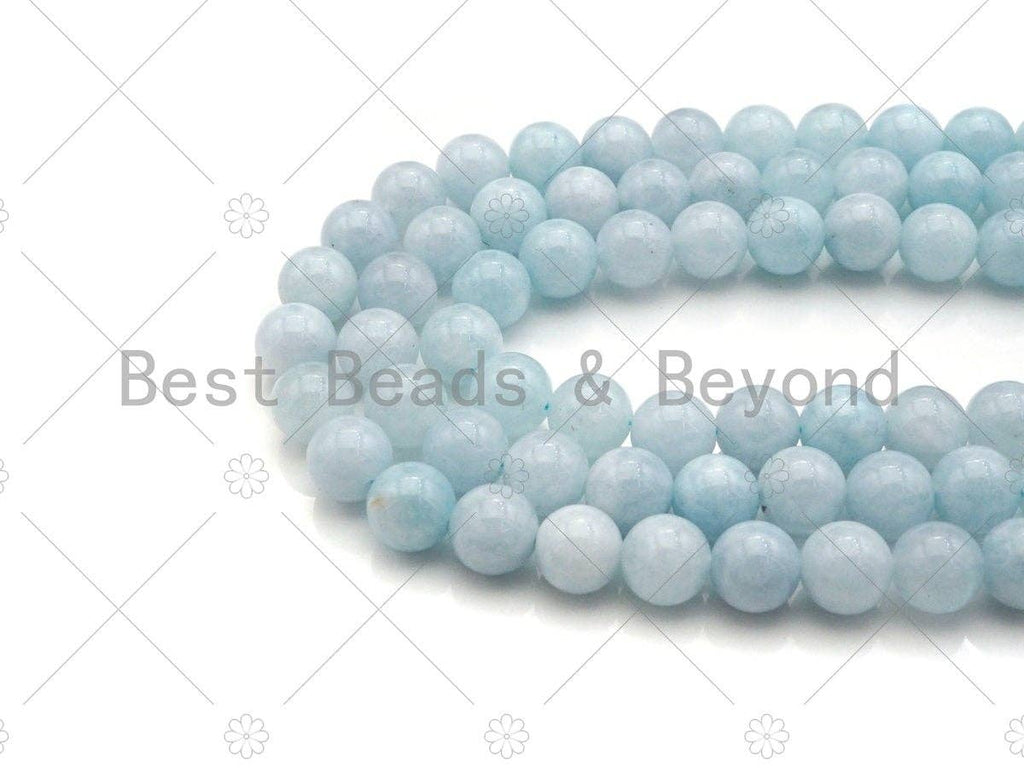 Natrual Apatite/Pale Blue Jade, 6mm/8mm/10mm Round Smooth Jade, Dyed Jade, 15.5'' Full Strand, Sku#U1001