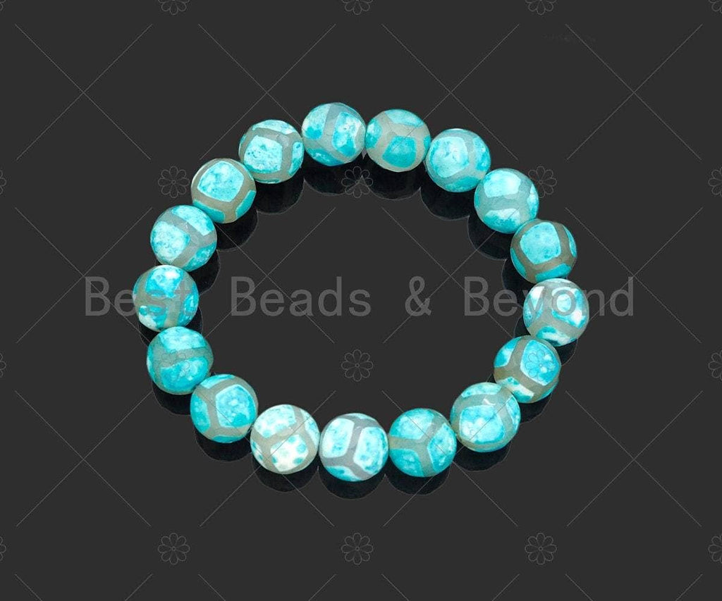 Blue Tibetan Agate Stretchy Bracelet, Sku#U1126