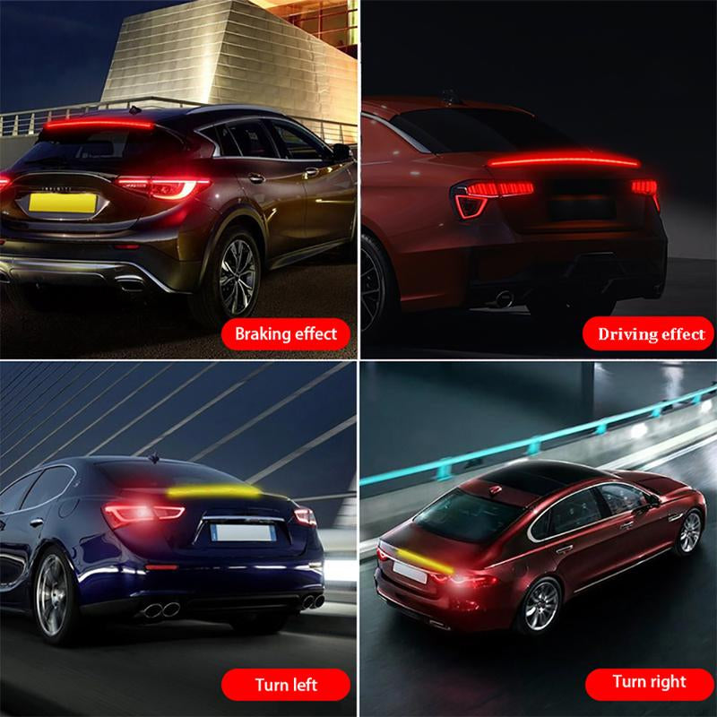 47-51In Dynamic White Yellow Carbon Fiber LED Spoiler Light Car Trunk Spoiler Roof Lip Kit Car Rear Spoiler Light Strip 12V