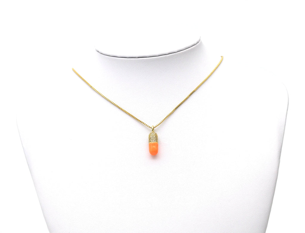 CZ Enamel Pill/ Capsule Pendant,F1453