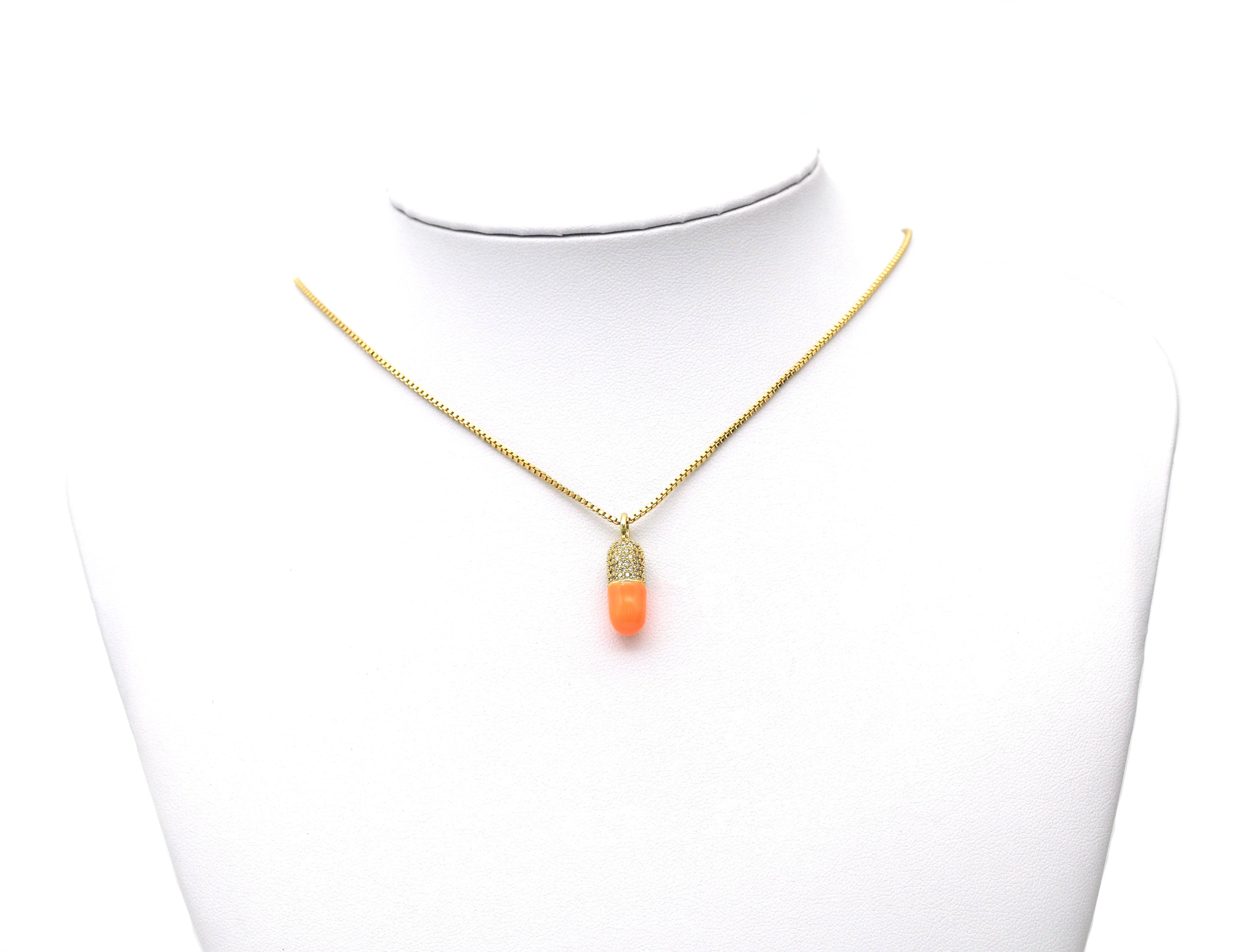 CZ Enamel Pill/ Capsule Pendant,F1453