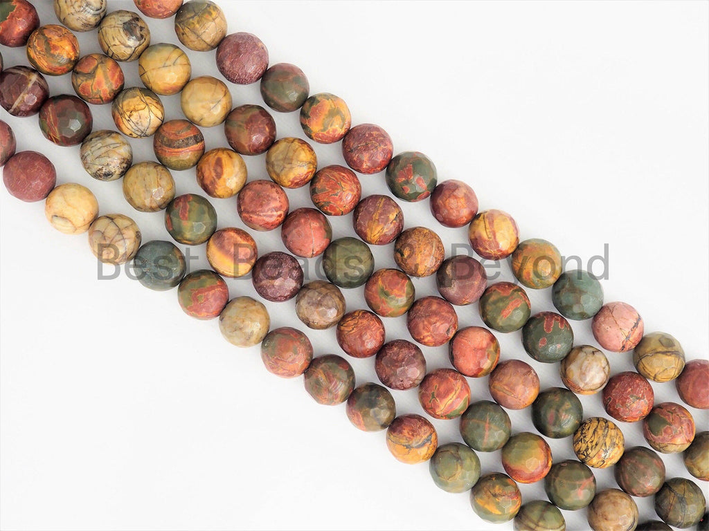 Natural Faceted Round Red Picasso Jasper beads, 6/8/10/12mm Natural Gemstone beads, Natural Red Jasper Beads, 15.5inch strand, SKU#U387