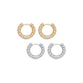 CZ Gold Twisted Round Hoop Earrings, Sku#ZX163C