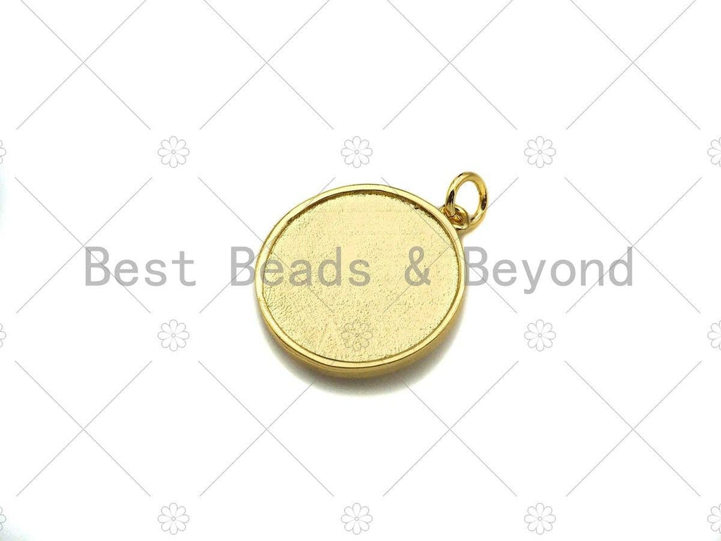Embossed Lion Head On Round Coin Shape Pendant, 18K Gold Medallion Charm,Necklace Bracelet Charm Pendant,18x20mm,Sku#Z1326