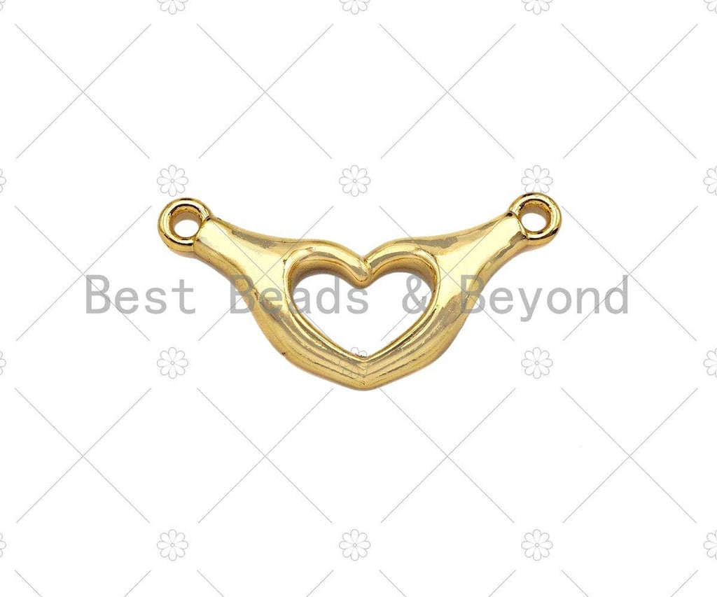 18K Dainty Gold Hands Heart Shape Pendant,Heart Connetor/Links, Necklace Bracelet Charm Pendant,11x22mm,Sku#Z1314