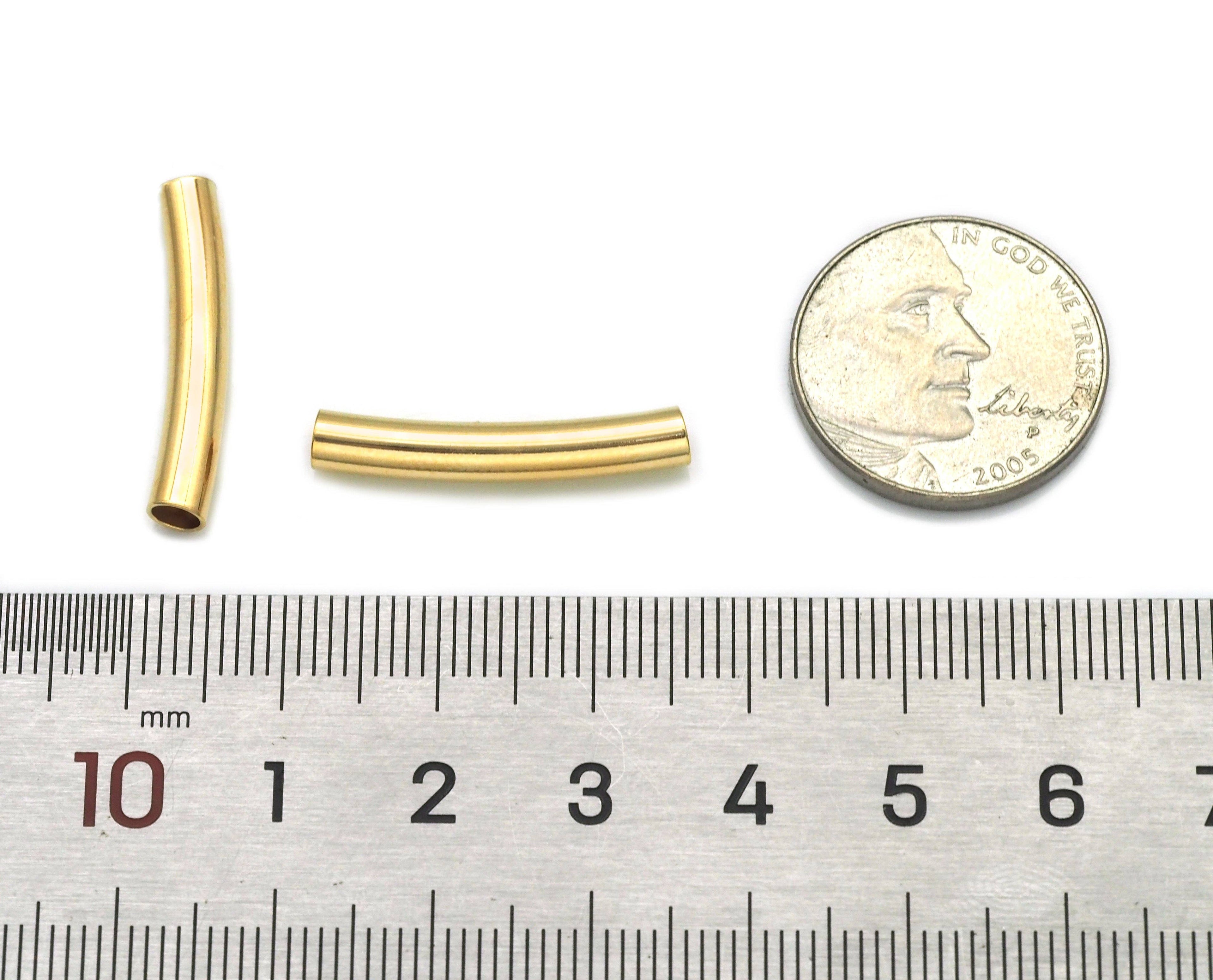 18k Gold Filled Gold Curved Tube Spacer Beads, Sku#ZX122