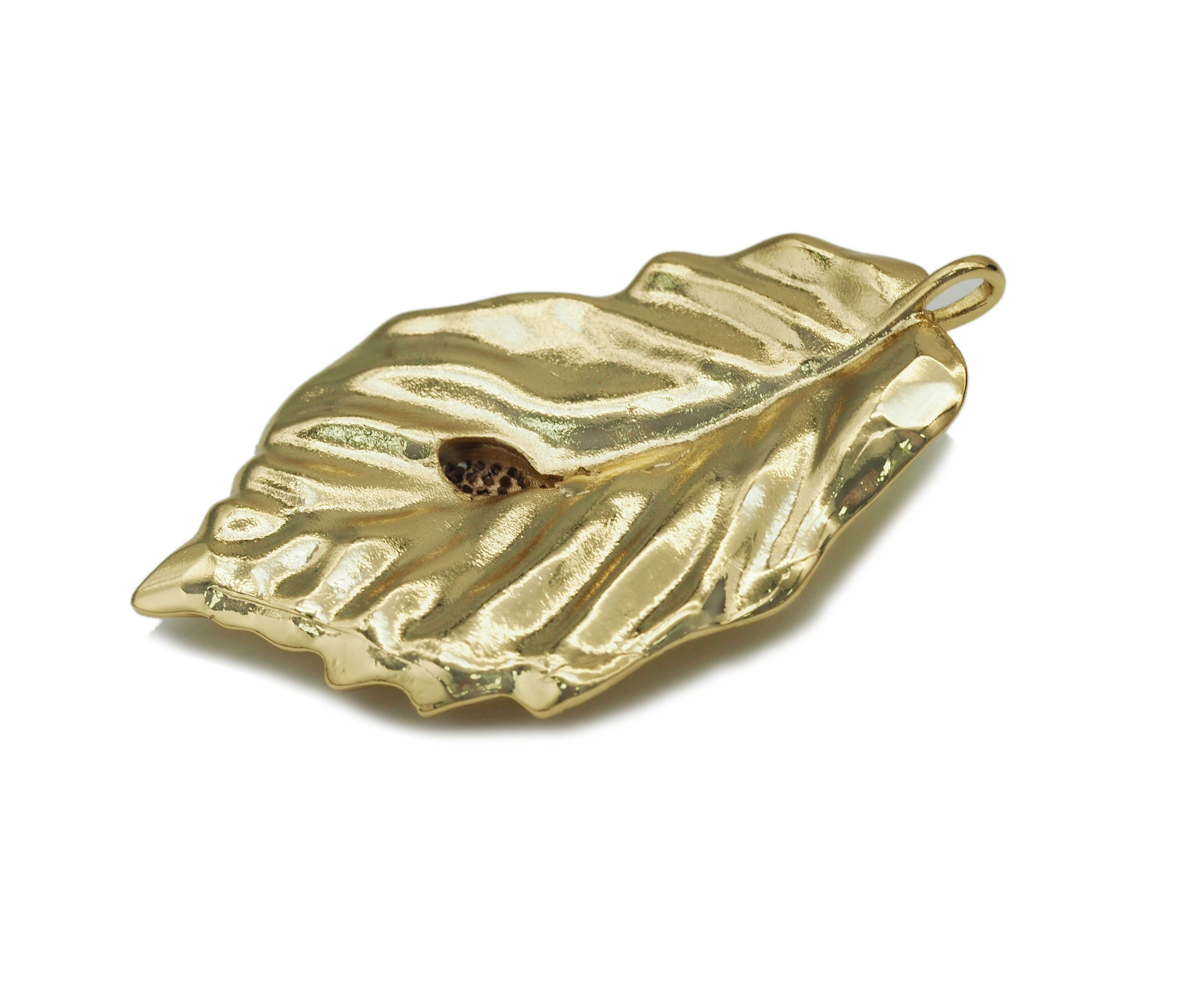 CZ Bee On Leaf Charm, Sku#LX31