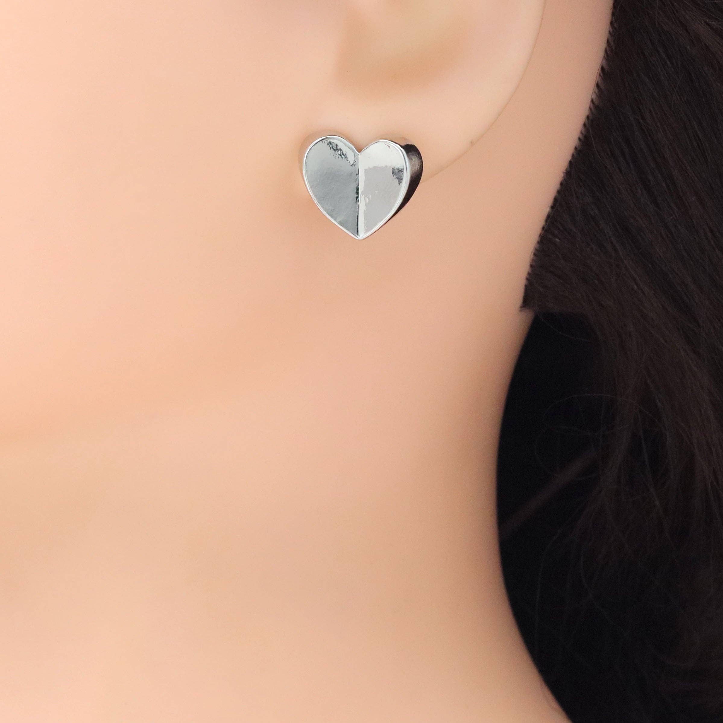 Silver Heart Stud Earrings, Sku#LD625