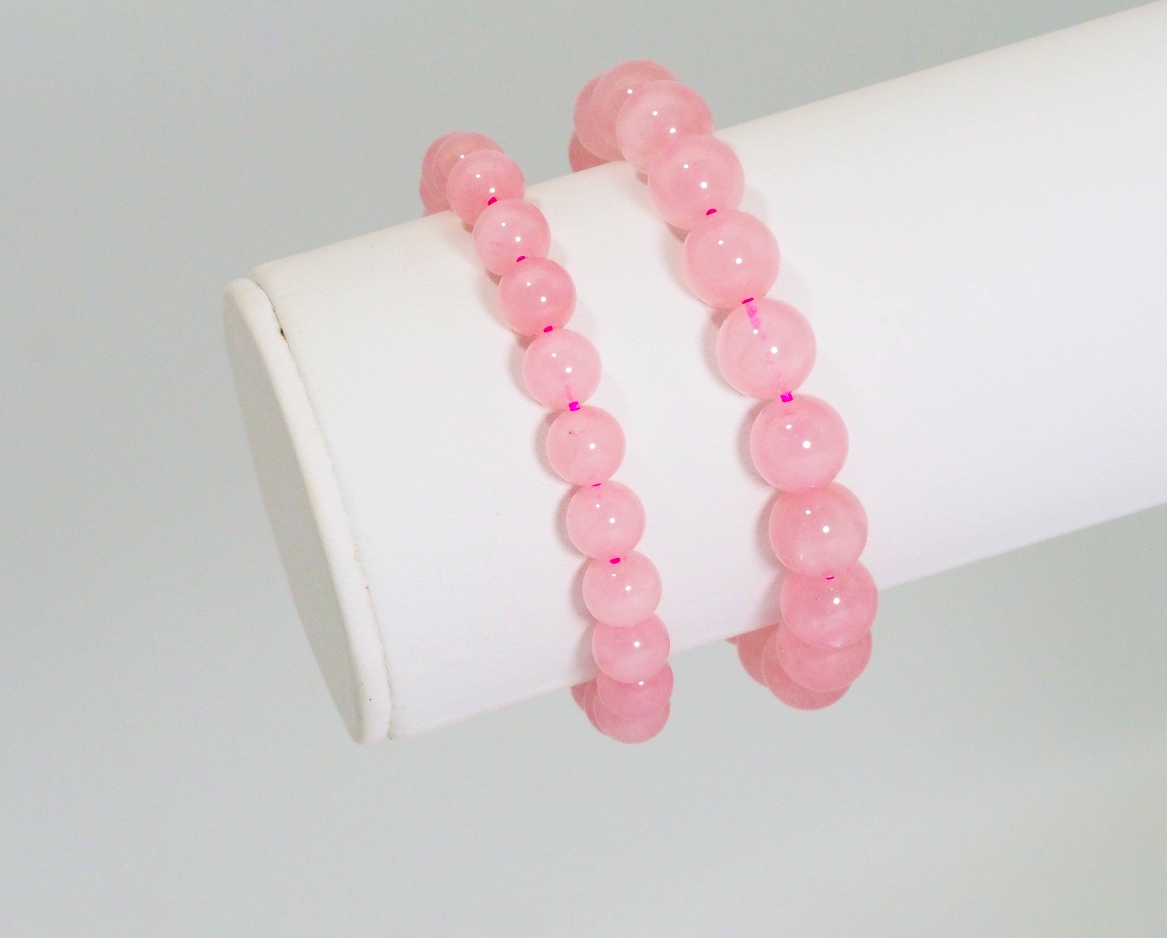 Genuine Madagascar Rose Quartz Stretchy Bracelet, Sku#EF275