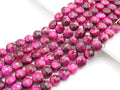 Double Sided Turtle Shell Cut Natural Fuchsia Tiger Eye Coin Shape beads, 6mm/8mm/10mm Tiger Eye Beads, 16" Full strand, Sku#UA19