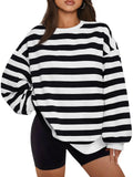 EFAN Womens Oversized Sweatshirts Hoodies Fleece Crew Neck Pullover Sweaters Casual Comfy Fall Fashion Outfits Clothes X-Large Black and White - # WOAA21510018-PRG