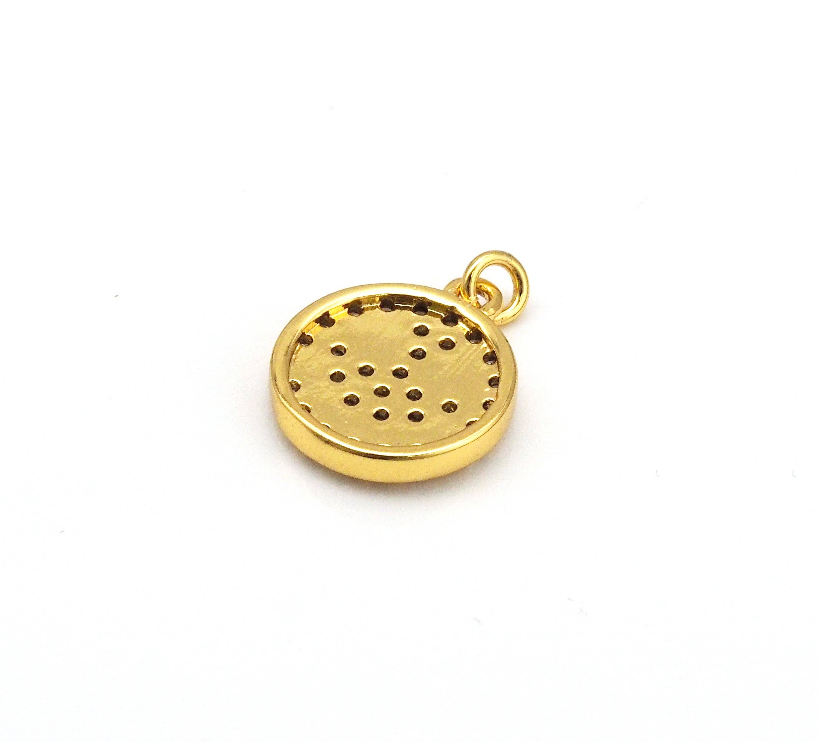 CZ Gold Cute Smiley Face Charm, Sku#JL52