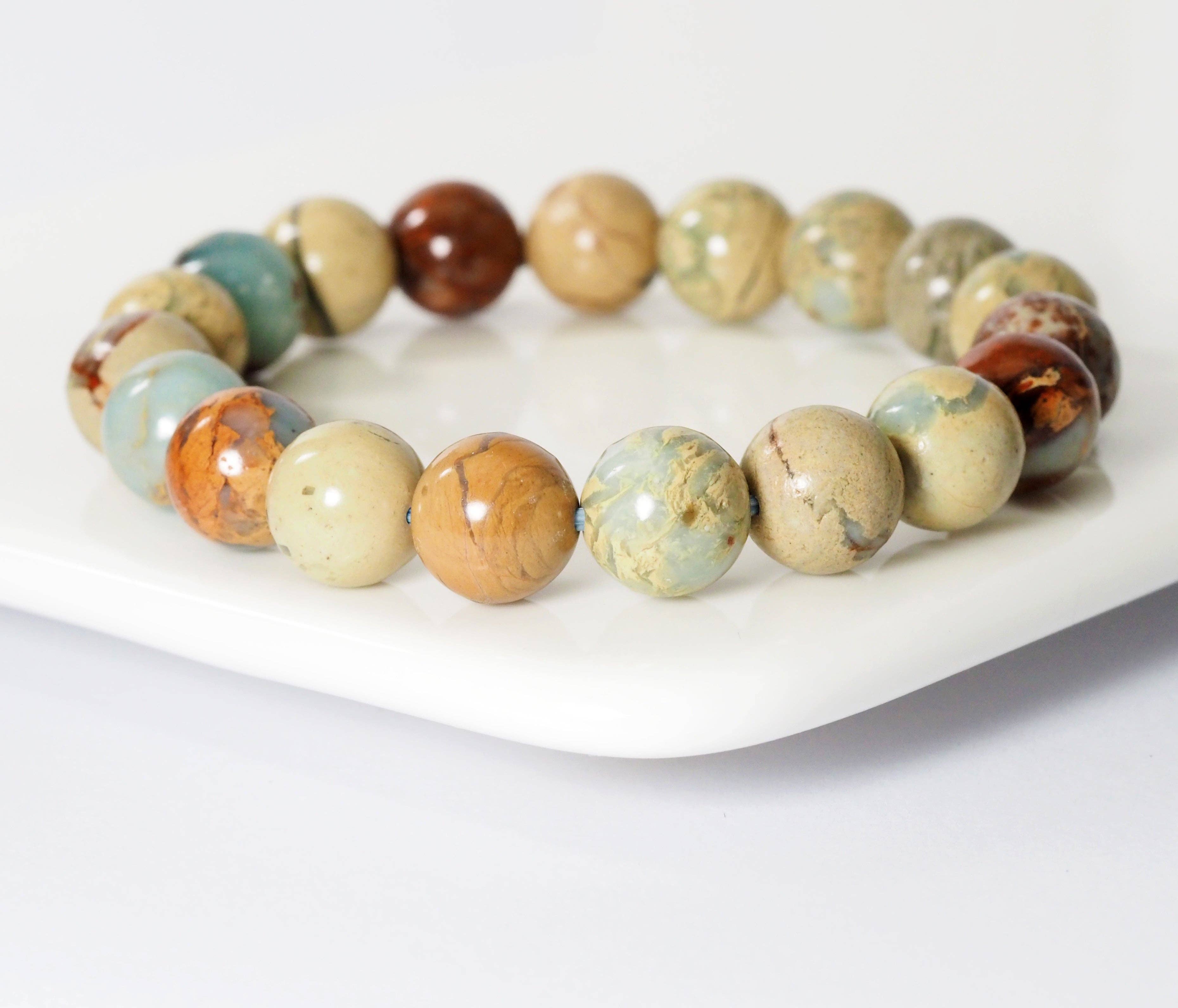Genuine African Opal Round Smooth Stretchy Bracelet, 8mm/10mm Serpentine Bracelet, Sku#EF271