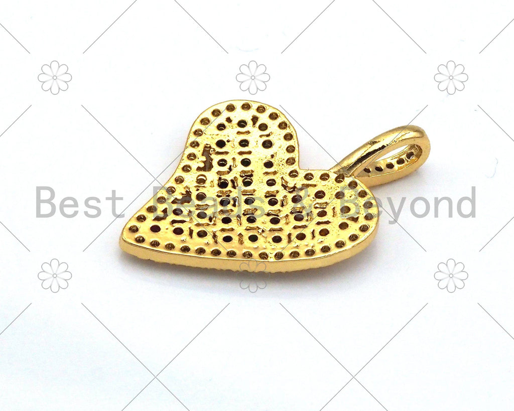 Colorful CZ Micro Pave Heart Charm/Pendant,  18K Gold Filled Heart Shape Charm, Heart Pave Pendant, 23x21mm, Sku#LK370