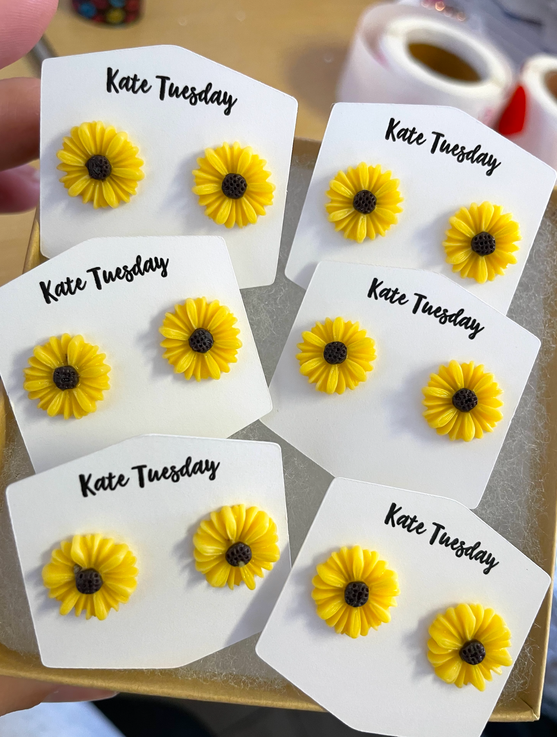 Elegant Yellow Sunflower Shaped Stud Earrings for Women