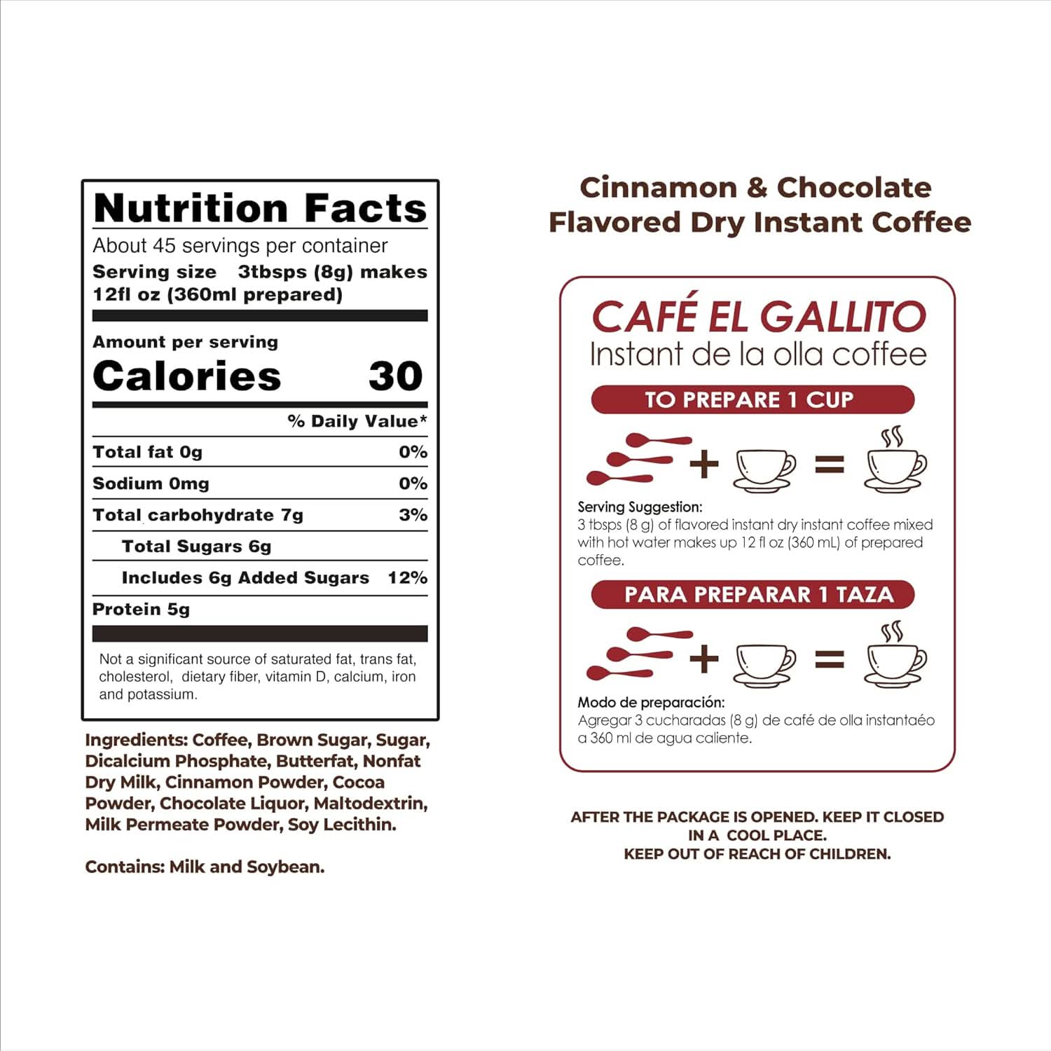 EL GALLITO Café de la Olla | 100% Mexican Instant Coffee 1 LB Bag