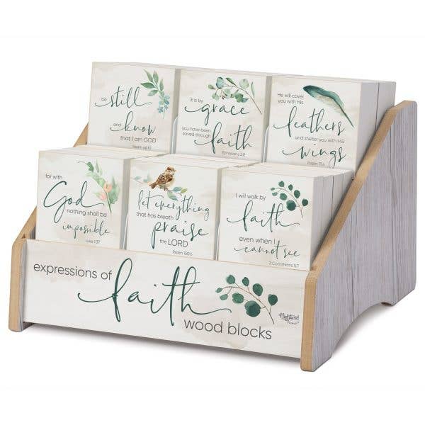 Expressions of Faith Wood Block Sign - 6 Verses | Solid Poplar Wood | Made in the USA