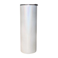 Gobelet en acier inoxydable blanc et brillant, de 30 oz, droit et fin, pour sublimation, avec paille et couvercle.