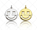 18K Hollow Out Smiley Face Pendant/Charm,Gold Silver Medallion Charm, Necklace Bracelet Charm Pendant,19x22mm, Sku#LK248