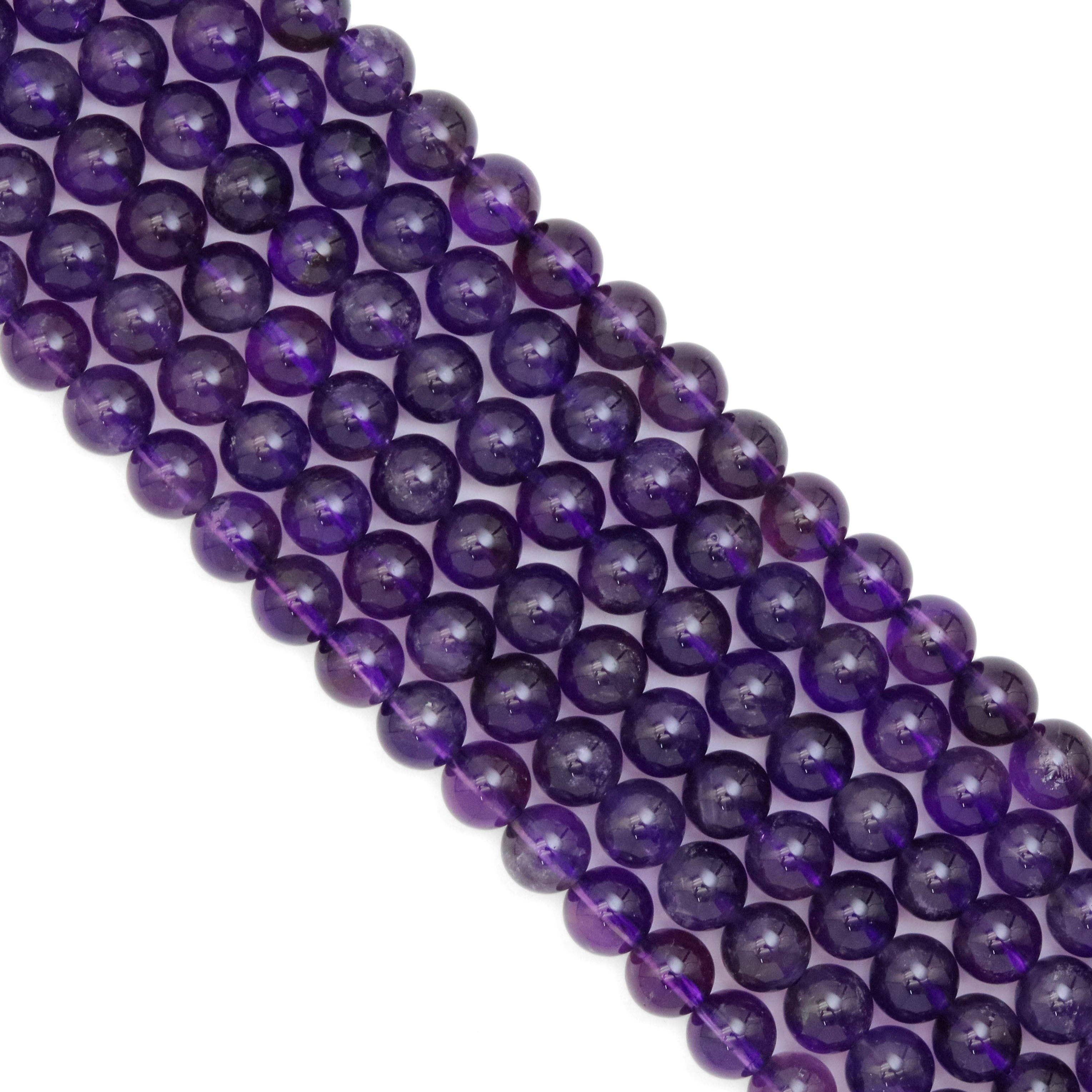 High Quality Amethyst Round Smooth Beads, Sku#U1924