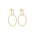 CZ Gold Triple Round Hoop Dangle Earrings, Sku#ZX141
