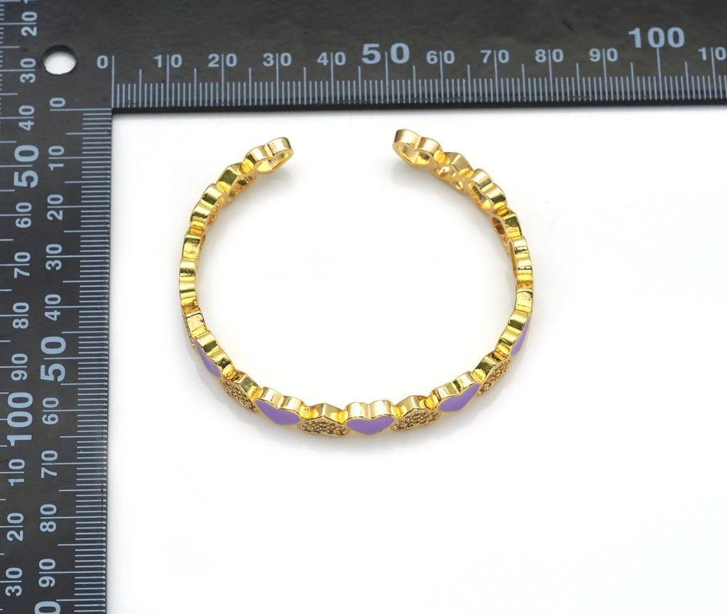 CZ Enamel Heart Gold Adjustable Bracelate, Sku#LX168