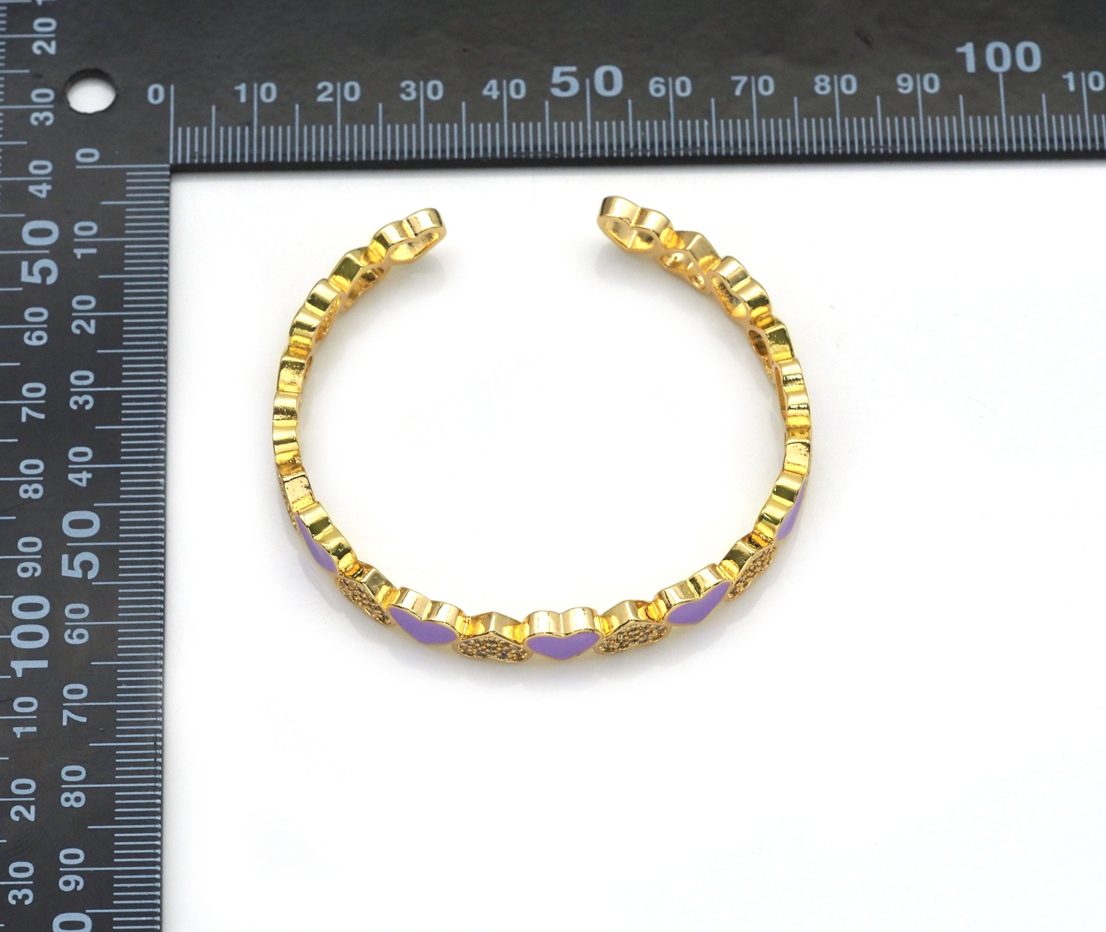 CZ Enamel Heart Gold Adjustable Bracelate, Sku#LX168