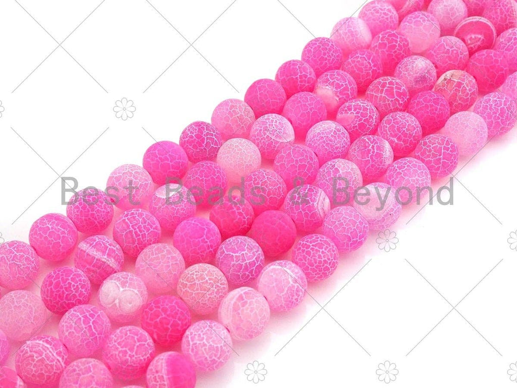 High Quality Natural Matte Frosted Pink Fire Crackle Agate beads, 15.5" Full strand, sku#UA154c