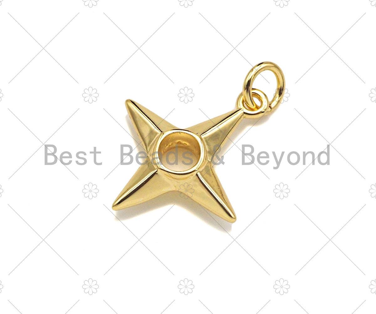 Gold Filled North Star Shape Pendant, 18K Gold Filled Star Charm, Necklace Bracelet Charm Pendant, 15x18mm, Sku#Y447