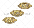 LOVE Connector/Link, Oval Shape Connector, Cz Pave Bracelet Necklace Connector in Gold Finish, 10x22mm,sku#LK95