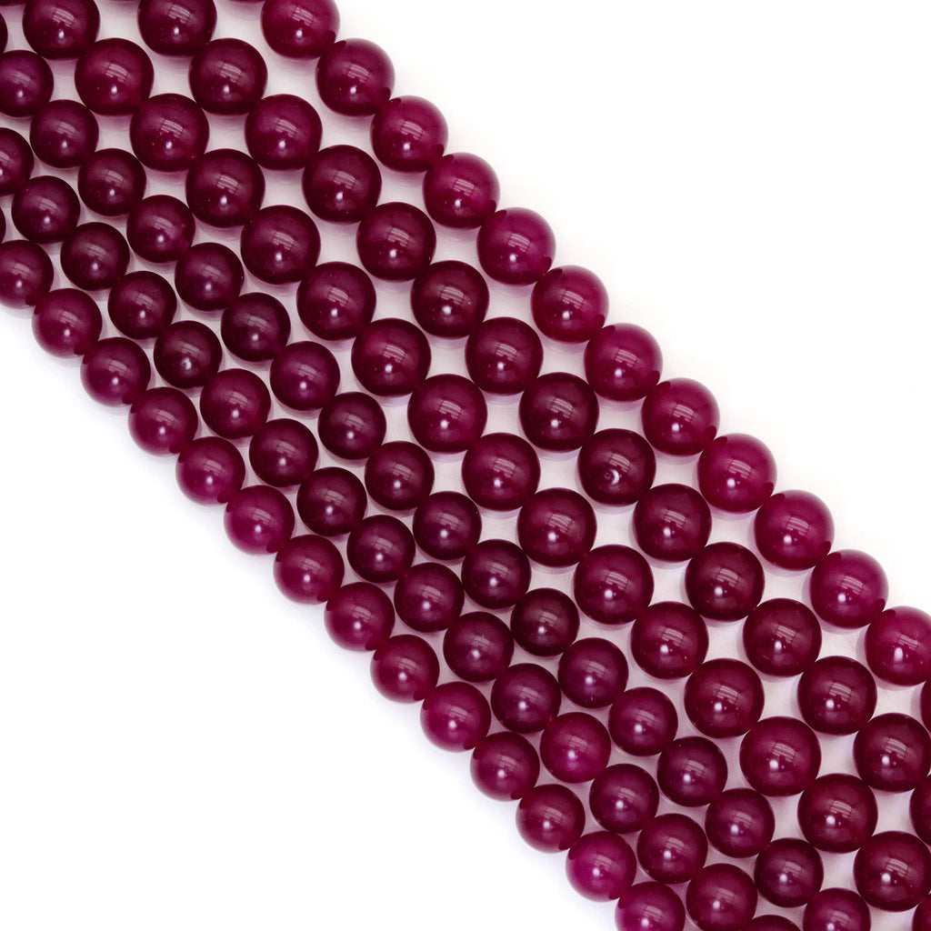Round Smooth Magenta Color Jade, 6mm/8mm/10mm/12mm, sku#U1808