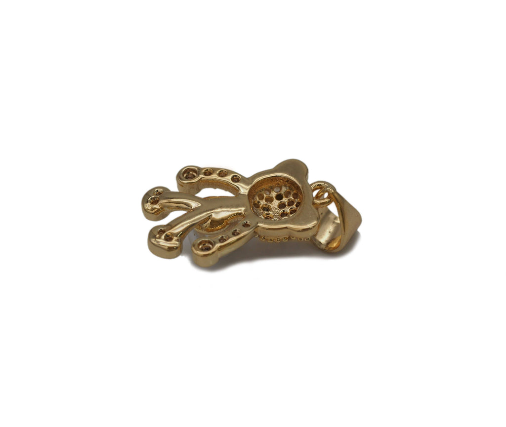 CZ Pearl Teddy Bear Charm, Sku#ZX67