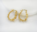 Gold Round Twist Shape Climber Earrings, Oval Earrings, Sku#J365
