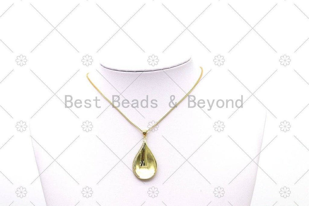 CZ Micro Pave Teardrop Spoon Shape Pendant, 18K Gold Filled Spoon Charm, Necklace Bracelet Charm Pendan,Sku#LK510