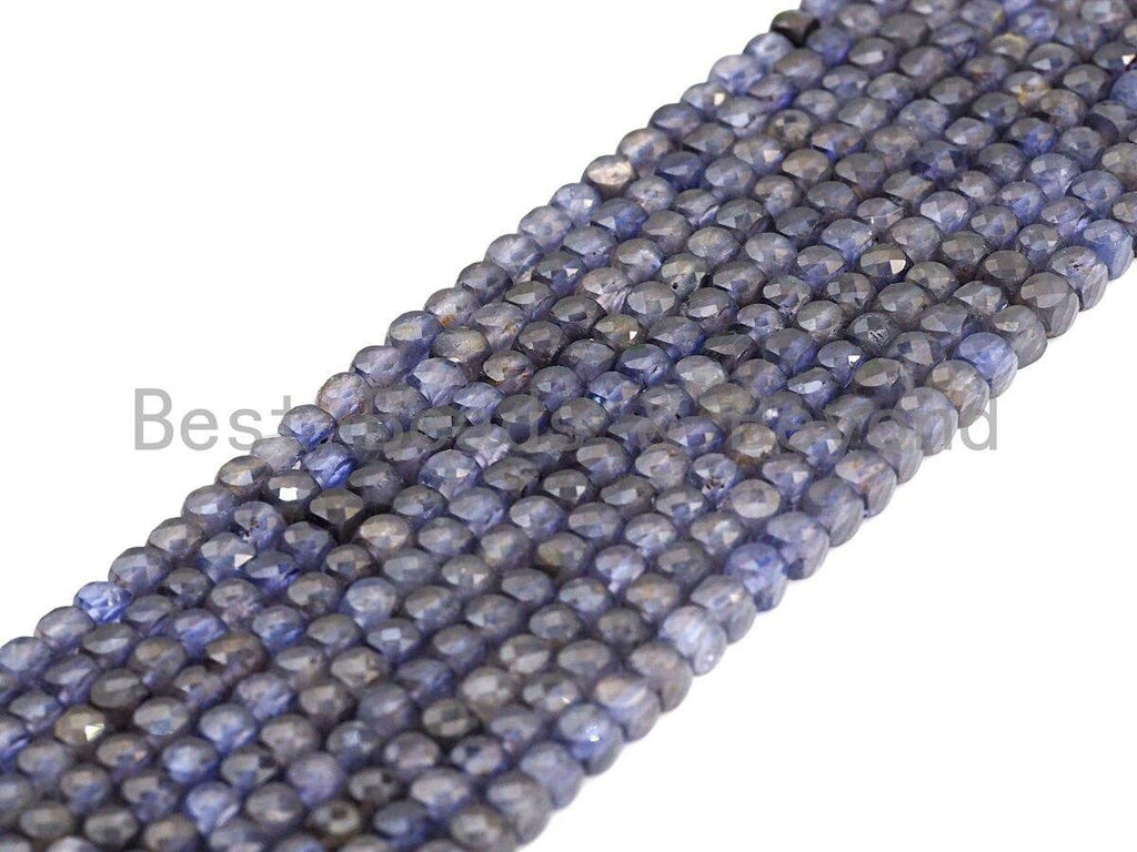 High Quality Natural Lolite Beads, 4mm Faceted Cube Lolite Beads, 16" Full Strand, Sku#U769