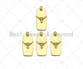 18K Dainty Gold Cow Head On Rectangle Shape Pendant/Charm,Bull Head Medallion Charm, Necklace Bracelet Charm Pendant,12x25mm, Sku#LK253