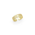 Gold Clear CZ Thin Band with Hollow out Heart Adjustable Ring, Sku#Y815
