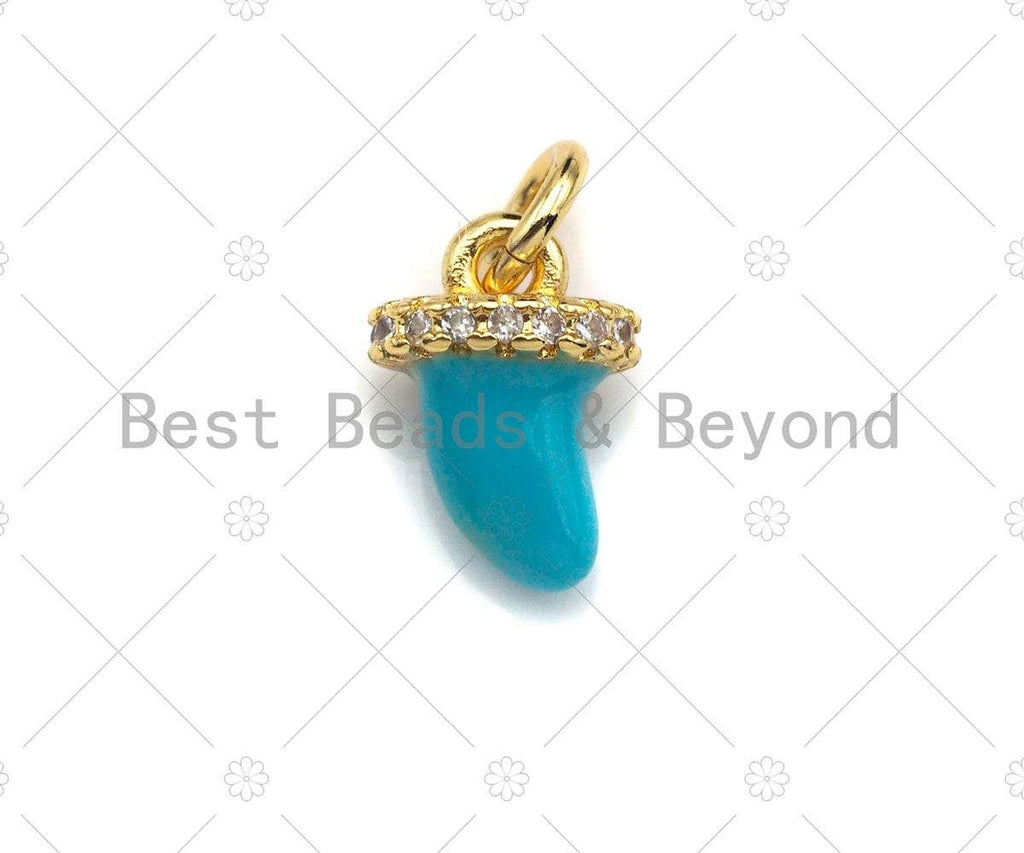 Enamel Colorful Cow Horn Shape Pendant,CZ Micro Pave Enamel Gold Pendant,Enamel Horn Charm,Enamel Jewelry,7x10mm,Sku#Z1221