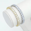 Gold Silver Rectangle CZ Adjustable Bracelet with Ball End, Sku#A443