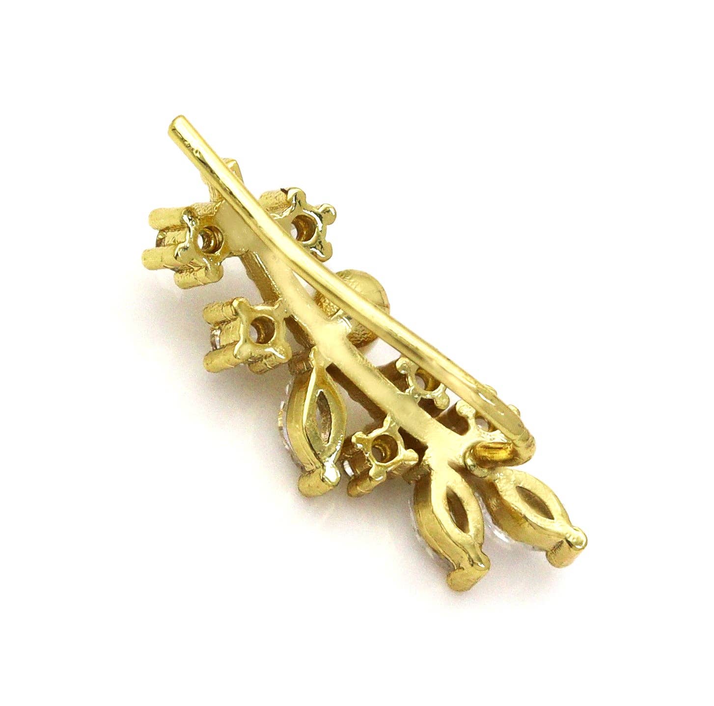 Gold Ear Climber Earrings, Pearl Branch Earrings, Sku#B225