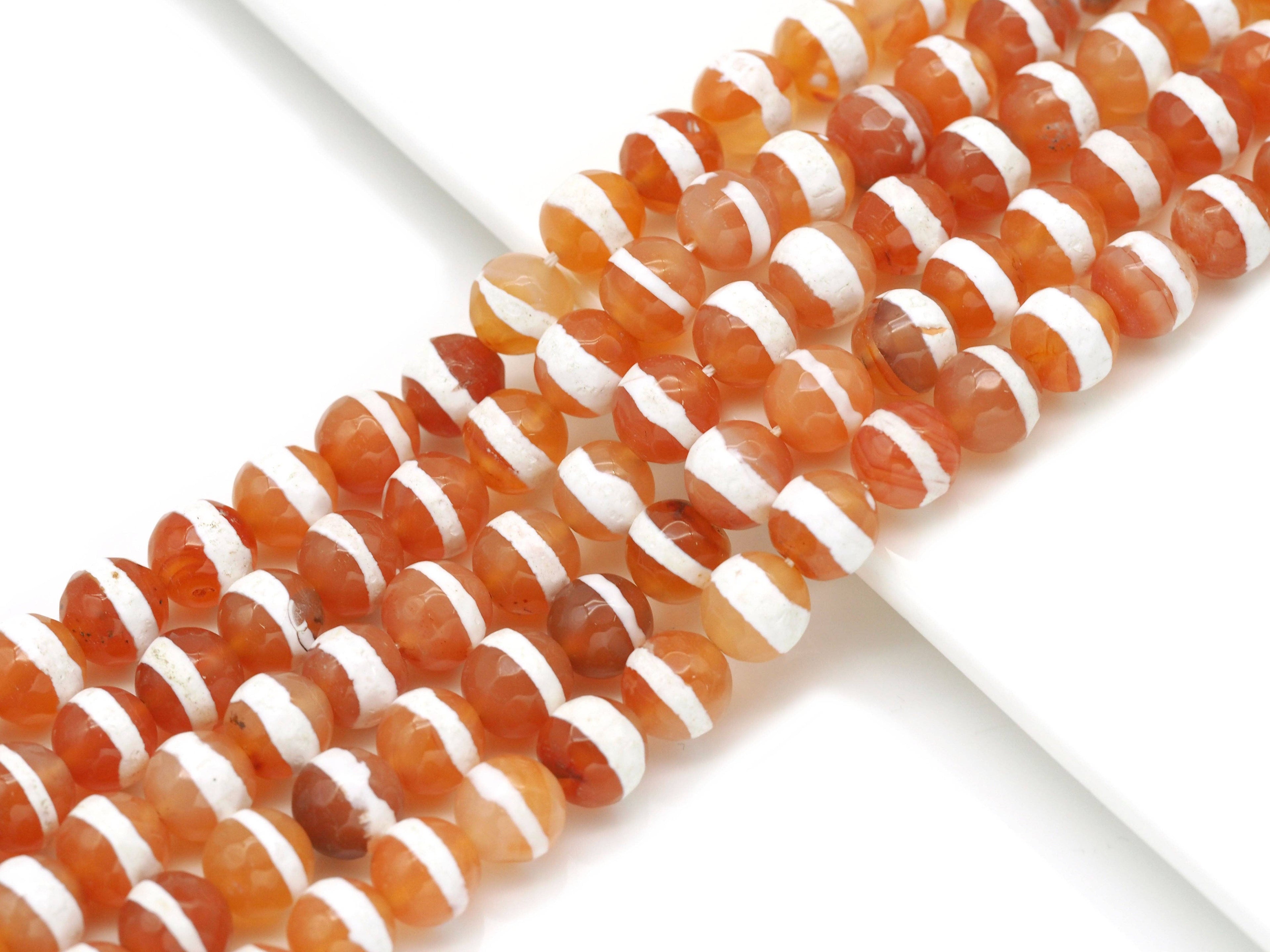 Tibetan Agate with White Line Round Smooth Beads, Sku#U1342