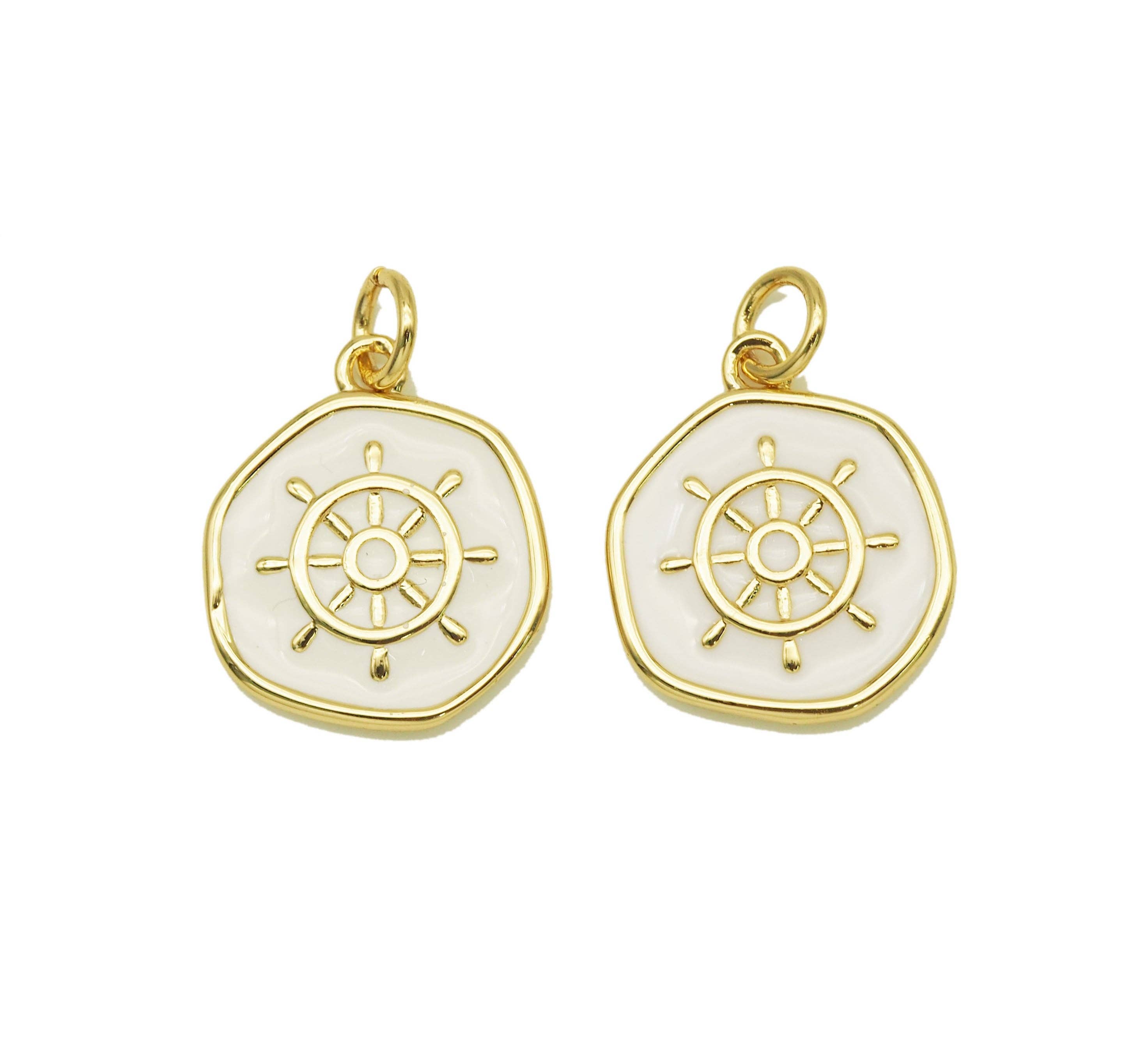 Enamel Sailing Wheel Charm, Sku#Y607