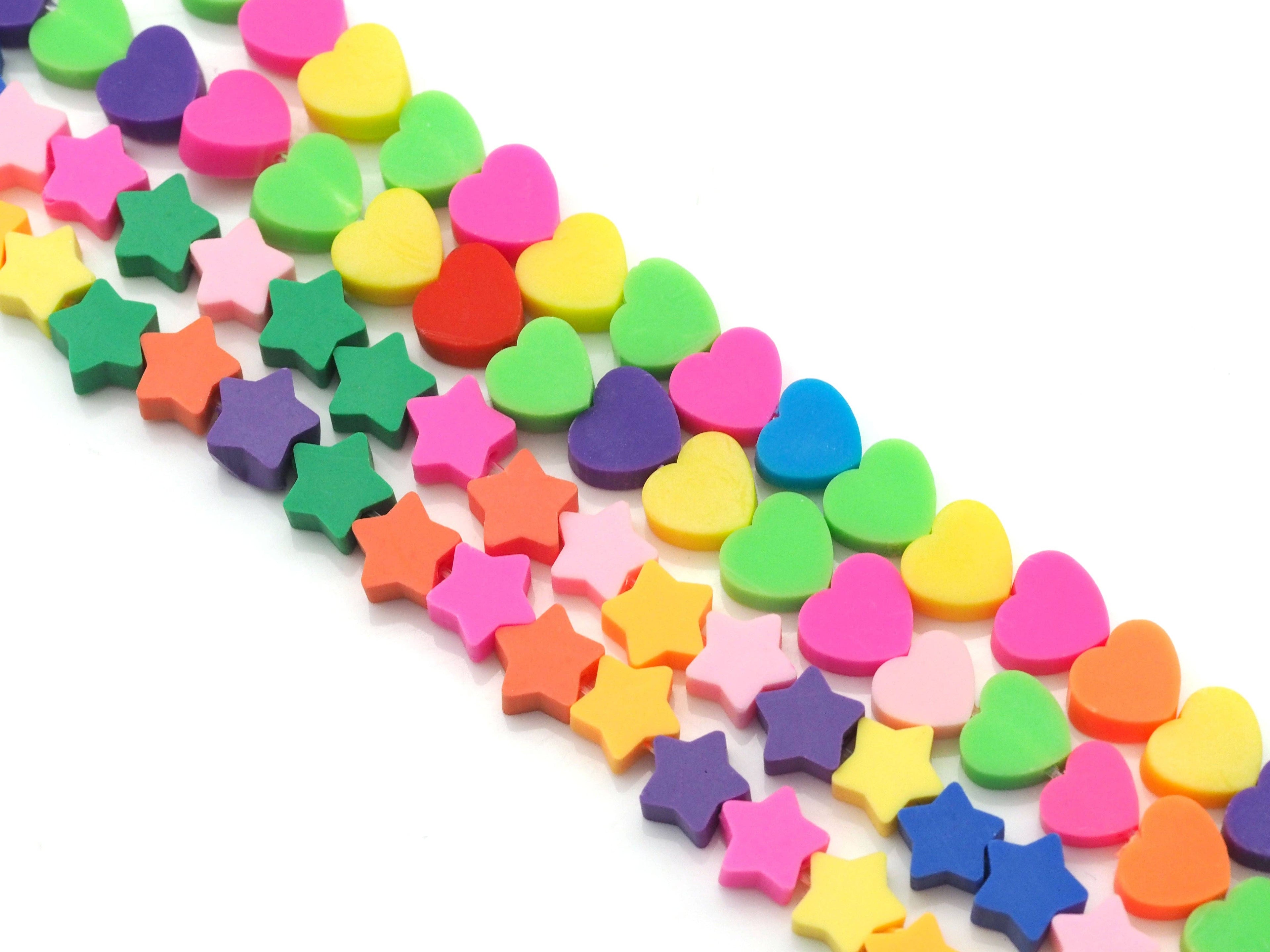 Mixed Color Star Heart Clay Beads, sku#U1472