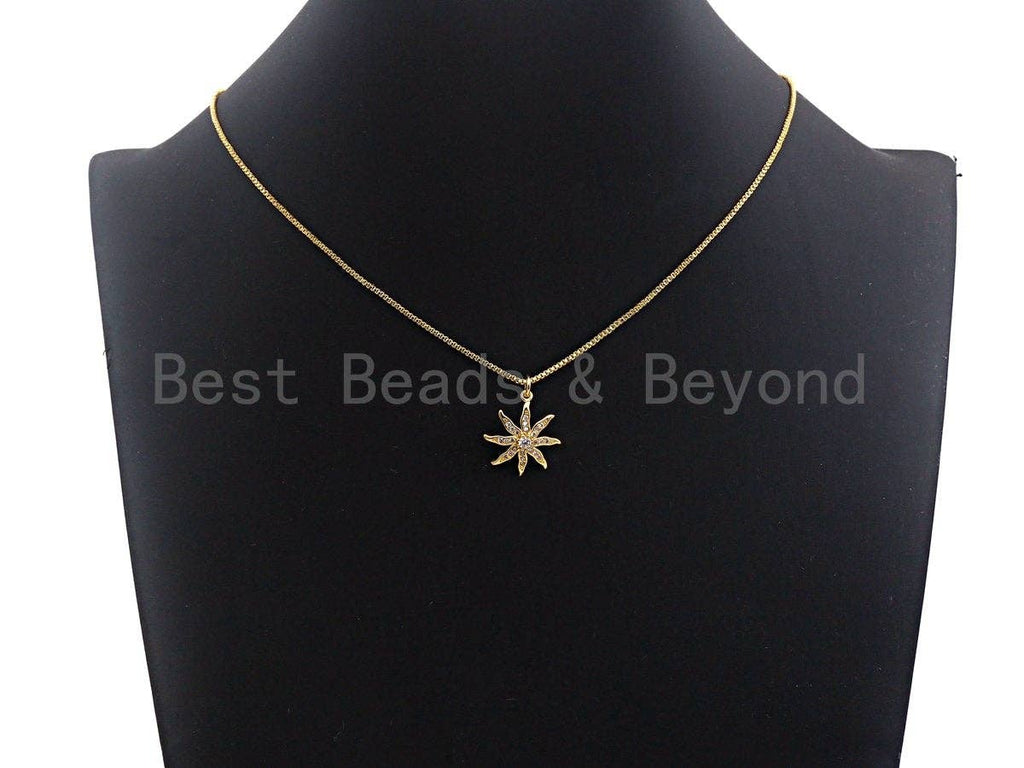 CZ Micro Pave Starburst Pendant, Clear Cubic Zirconia Pave Starfish Pendant/Charm, 18x20mm, sku#Z420