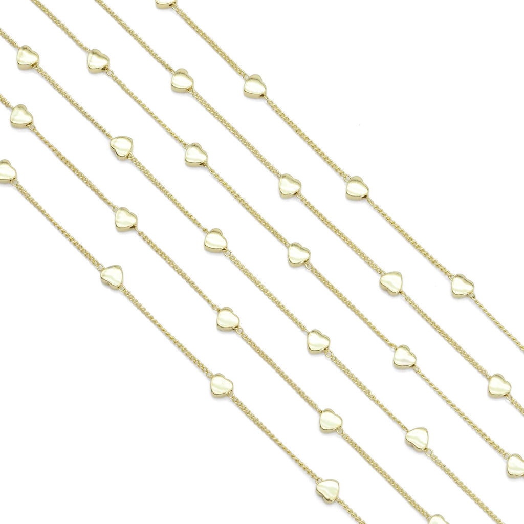 Plain Gold Heart Satellite Chain by yard, sku#HX17