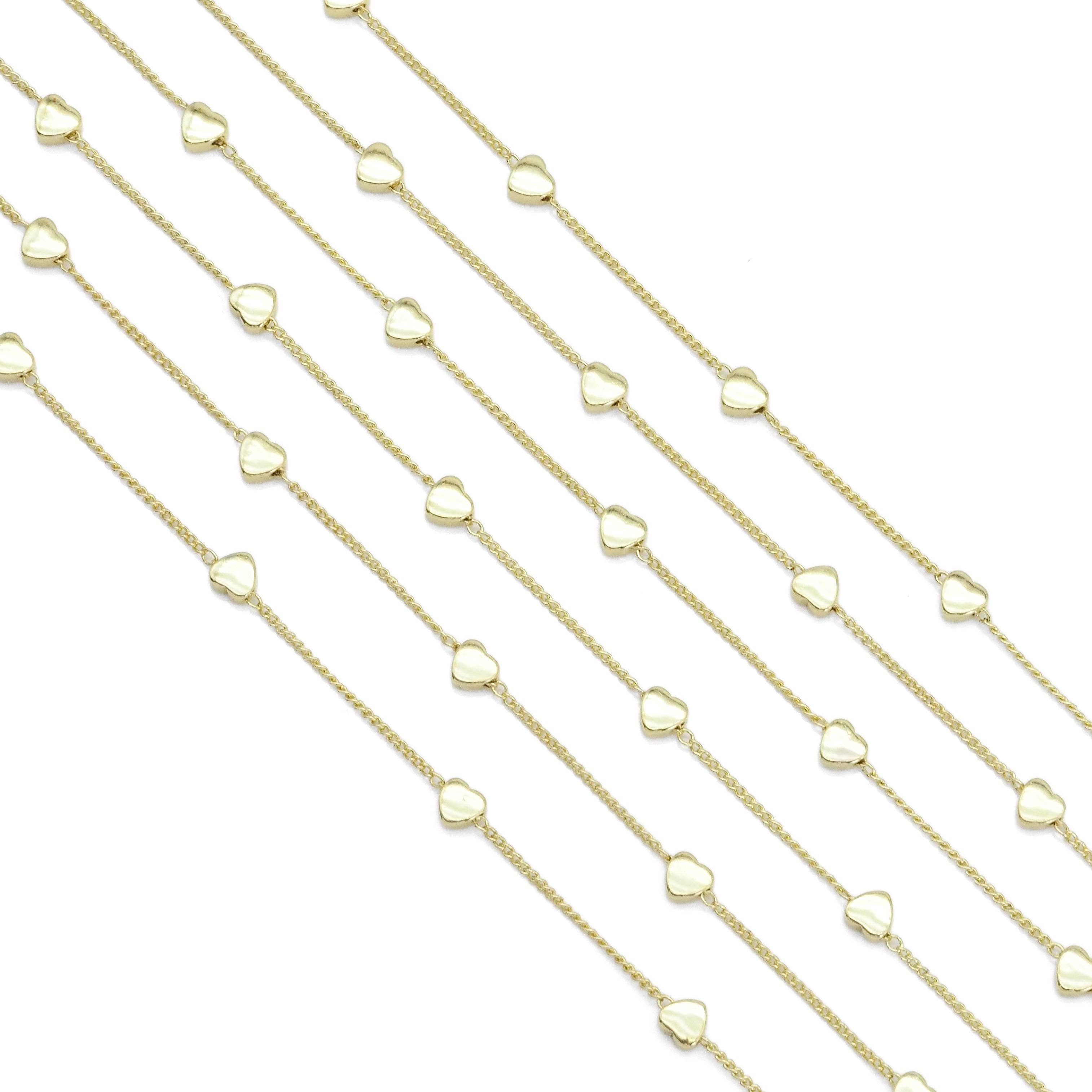 Plain Gold Heart Satellite Chain by yard, sku#HX17