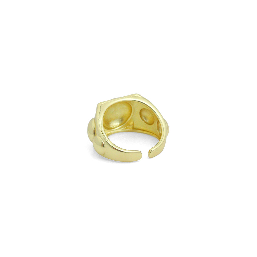 Gold Funky Chunky Statement Adjustable Ring, Sku#LK1143