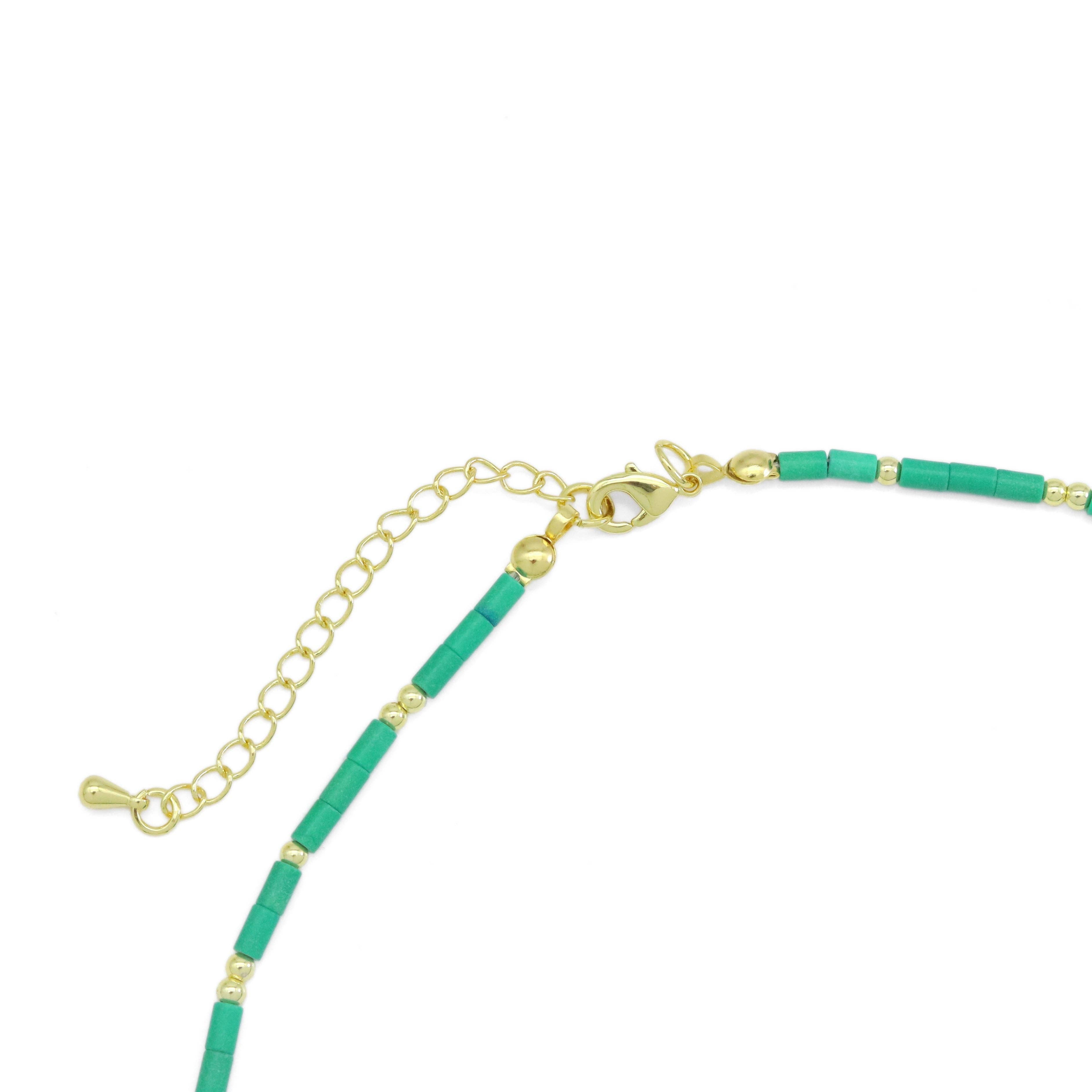 Green Turquoise stone beaded necklace, sku#EF563